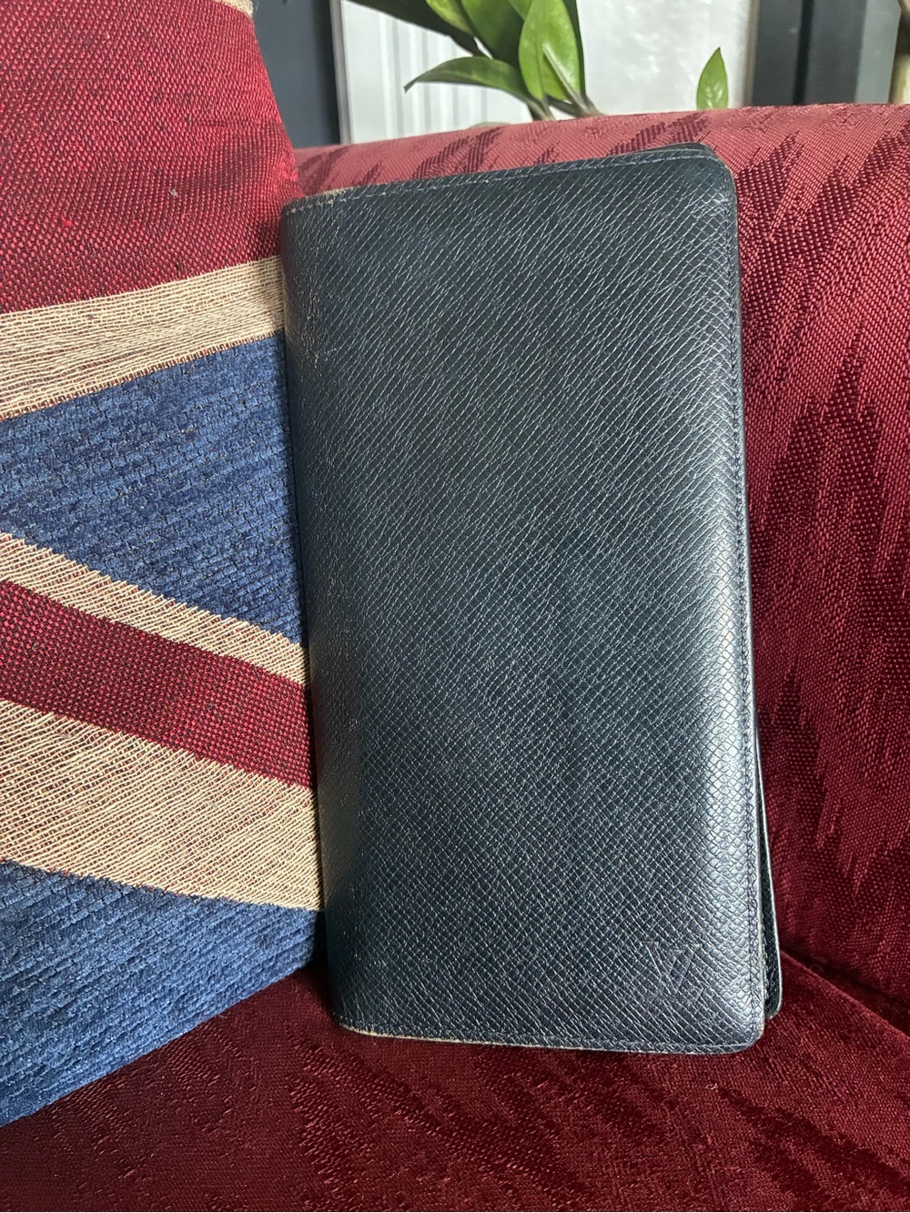 Louis Vuitton Navy Blue Taiga Leather Long Zip Wallet